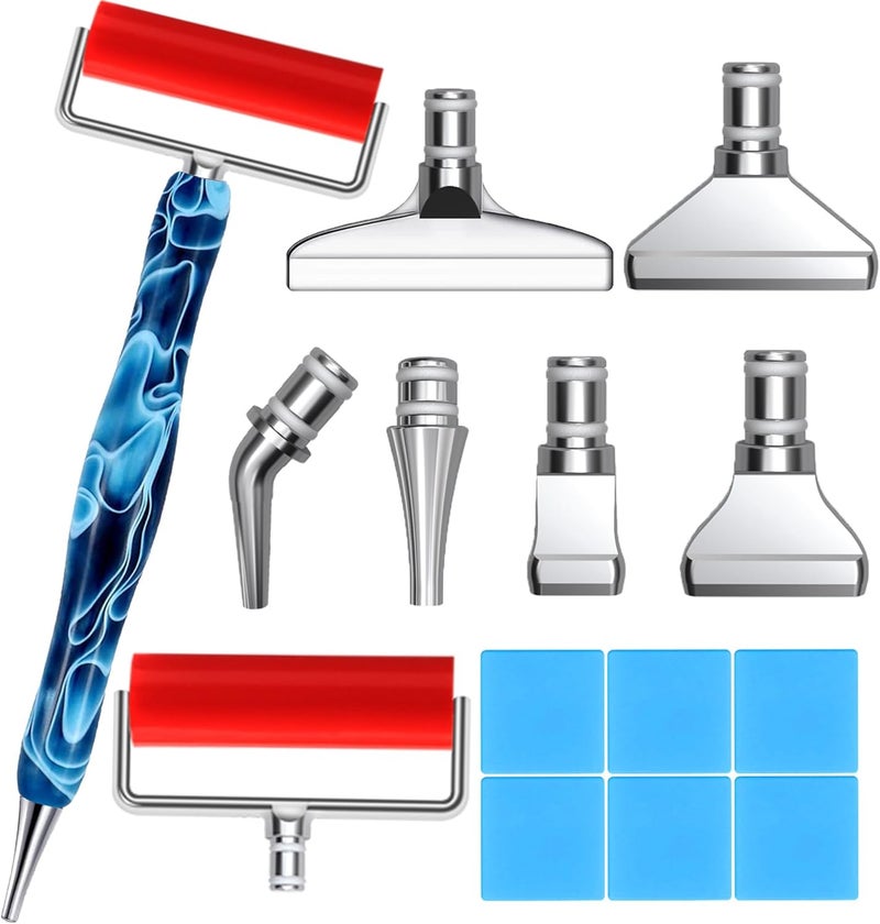 Heyseri Diamond Art Pens, 15pcs Diamond Painting Pen with Wheel Roller Accessories Tools Set, Stainless Steel Metal Pen Tips, Ergonomic Art Drill Pens, Comfort Grip and Faster Drilling(Blue) - Image 1